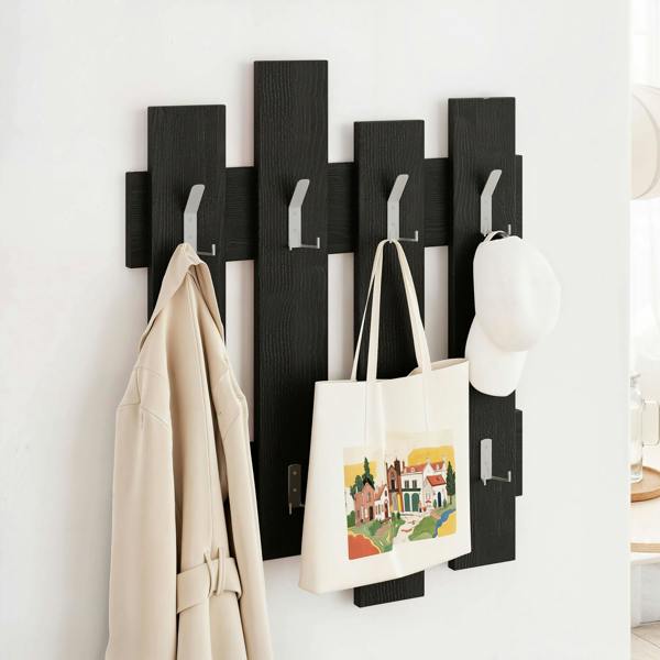 Decortie Wave Modern Wall-Mounted Coat Hanger with 8 Hooks 69 Width