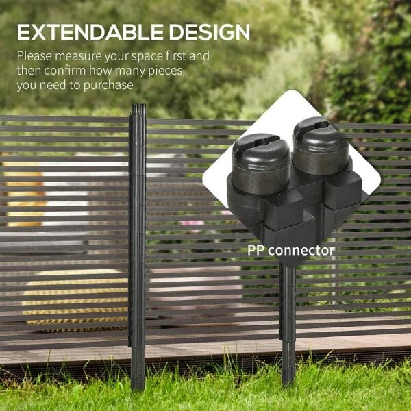 Garden Fence with 2 Standing Ways for Hard & Soft Ground, Decorative Outdoor Divider, Animal Barrier Fence, Brown