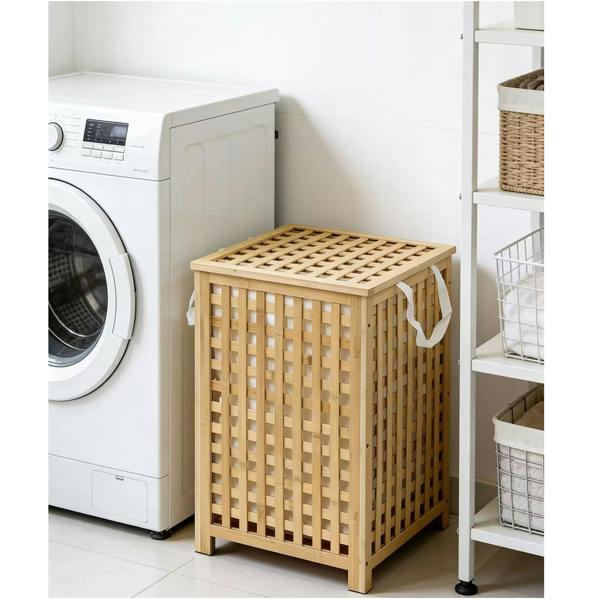 Gr8 Home 120L Bamboo Laundry Basket Hamper with Lid and Liner Large Clothes Bin