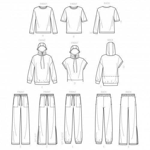 Simplicity Sewing Pattern 9394, Hoodies, Trousers, Tops for Kids, A (XS-S-M-L-XL) - Easy