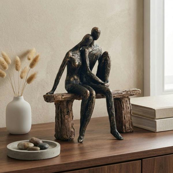 Garden Greatness Bronze Couple On Bench Structure