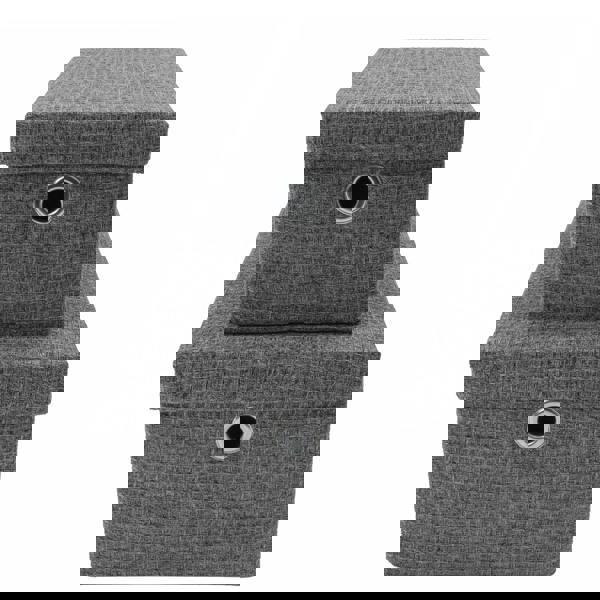 JVL Chroma Rectangular Lidded Fabric Storage Baskets for Home Organisation, Set of 2, Grey