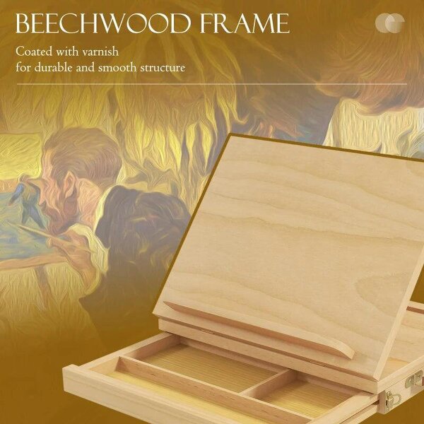 Wooden Table Easel Box with Storage Portable Folding Artist Easel, Natural