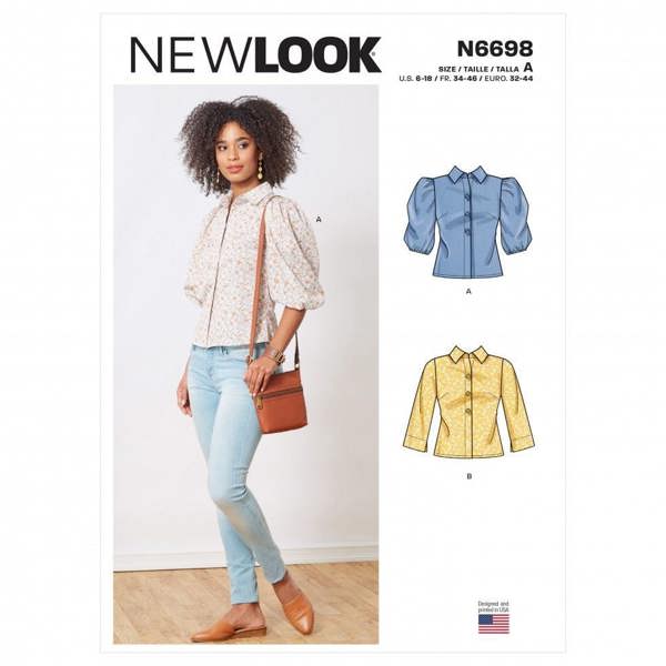 New Look Sewing Pattern 6698, Tops, Shirts for Women, A (6-8-10-12-14-16-18) - Easy