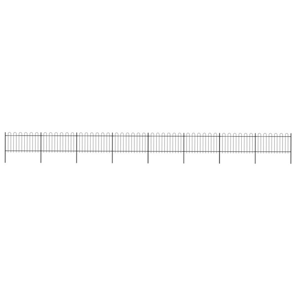 Berkfield Garden Fence with Hoop Top Steel 13.6x1 m Black