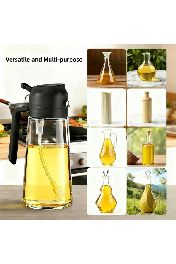 Dyzi Olive Oil Sprayer And Pourer 470ml Plastic Kitchen Bottle