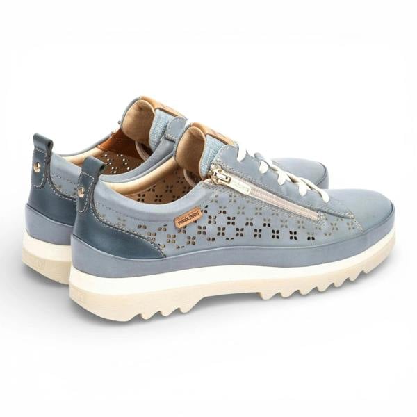 Pikolinos Vigo - Women’s Denim Blue Leather Lace Up Zip Sneakers