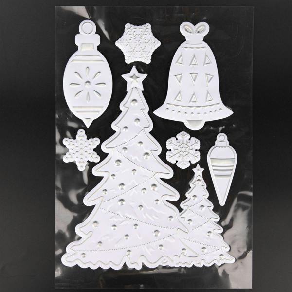 8 Pack 3D Christmas Window Stickers for Glass Surfaces in Snowy White and Silver image 6