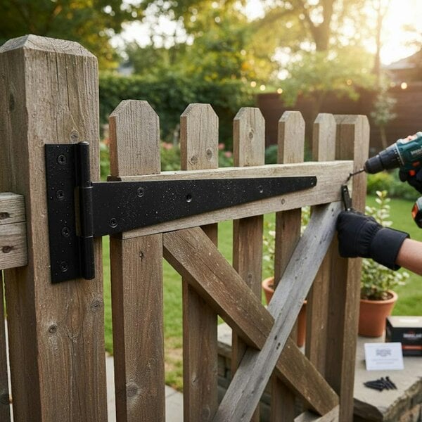 EDH Door Hardware 3 Pack Black Heavy Duty Tee Hinges 600mm (24") for Gates, Sheds & Garage Doors