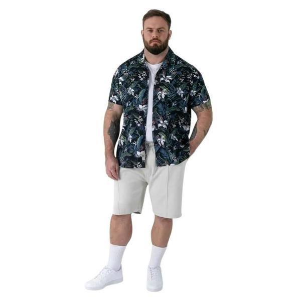 Duke Mens Corden D555 Hawaiian Kingsize Short-Sleeved Resort Shirt - Blue - 