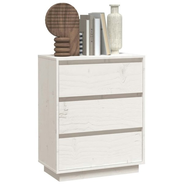 Berkfield Sideboard White 60x34x75 cm Solid Wood Pine