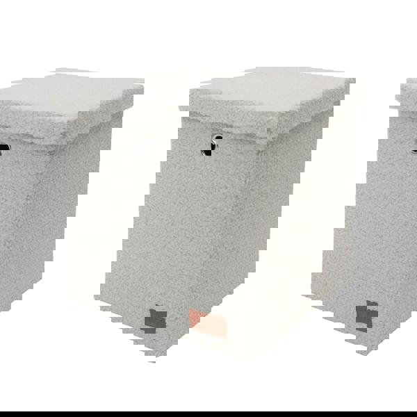 JVL Shiro Boucle Foldable Fabric Storage Cube with Lid for Home Organisation, White