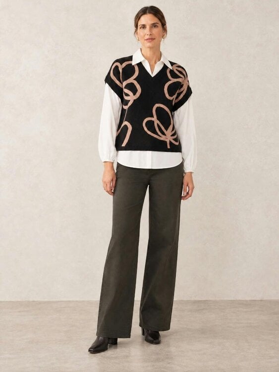 VIZ-A-VIZ Floral Mock Shirt Jumper