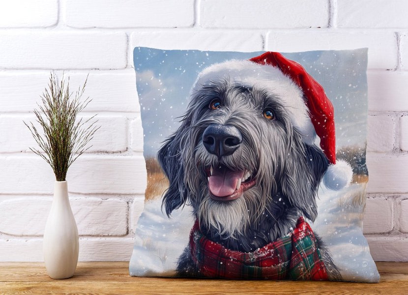 Warren Reed Christmas Irish Wolfhound Cushion