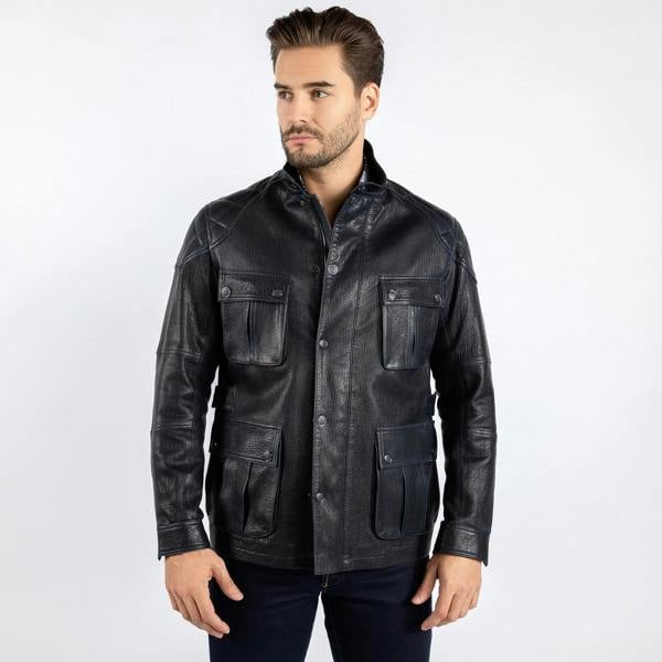 The Expedition Leather Utility Jacket - Premium Men's Patterned Shirt by Claudio Lugli | Bold Design, Tailored Fit, Best Printed Shirts