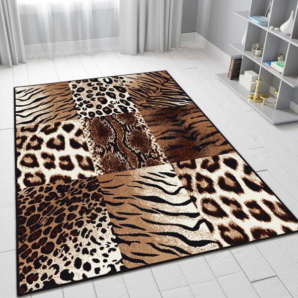 Viva Rugs Animal Print Rug Large Small Soft Safari Africa Patchwork Living Room Carpet