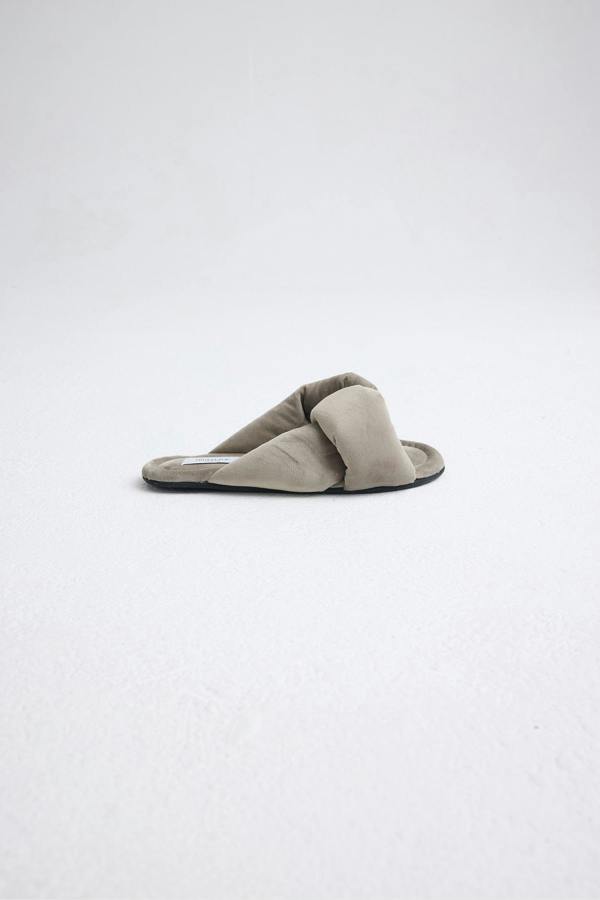 Pretty You London Velvet Knot Mule In Wild Dove