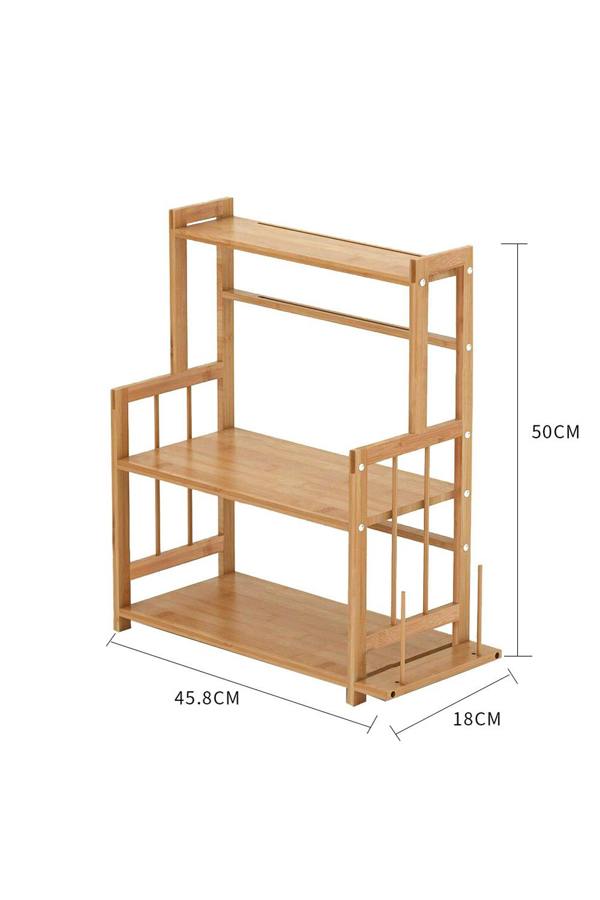 Living and Home 3-Tier Freestanding Bamboo Spice Rack Storage Organizer Kitchenware Drainer with Knife Holder for Kitchen
