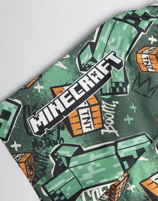 Vanilla Underground Minecraft Boys Green Grafitti All Over Print Swim Shorts