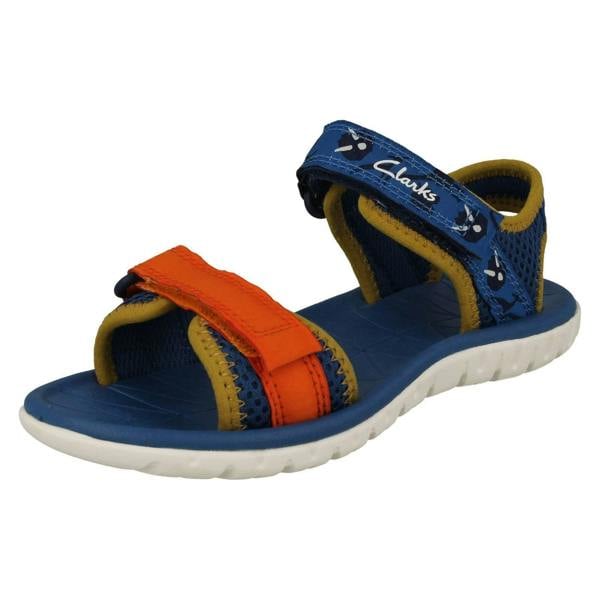 Clarks Childrens Clarks Pattern Detailed Adjustable Sandals Surfing Tide