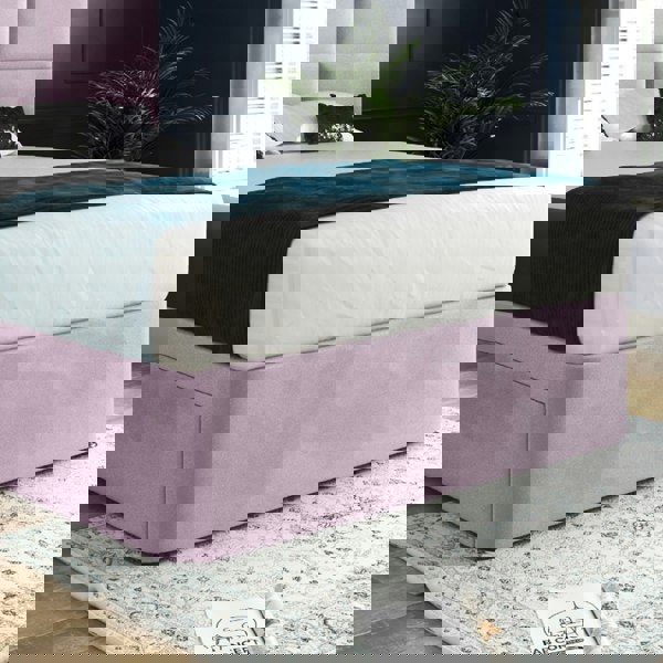 Casa Magna Caprio Upholserted Floorstanding Headboard With Divan Bed Frame - Pink