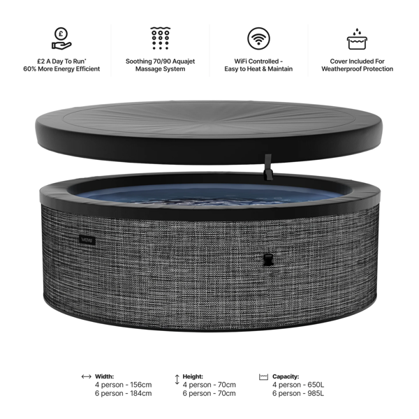 Wave Tahoe | 4/6-Person Eco Foam Hot Tub | Built-In Integrated Heater