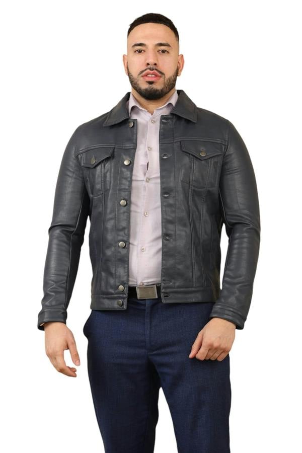 Elaina Fashion Men's Classic PU Jacket
