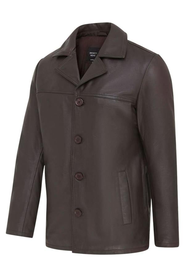 Infinity Leather Men’s 4 Button Italian Leather Blazer Jacket - Loxton