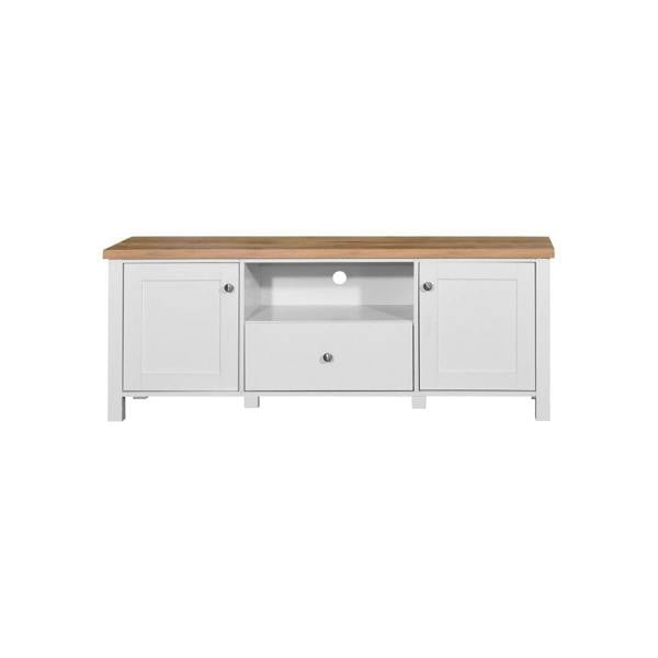 Timber Art Design Astbury TV Unit Stand Media Cabinet 2 Doors + Drawer White & Oak