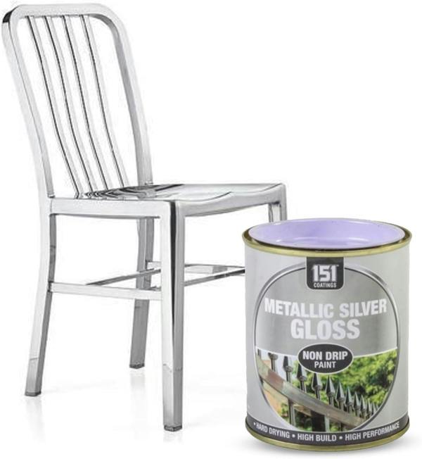 151 6X Metallic Silver Gloss Non-Drip Paint 300ml