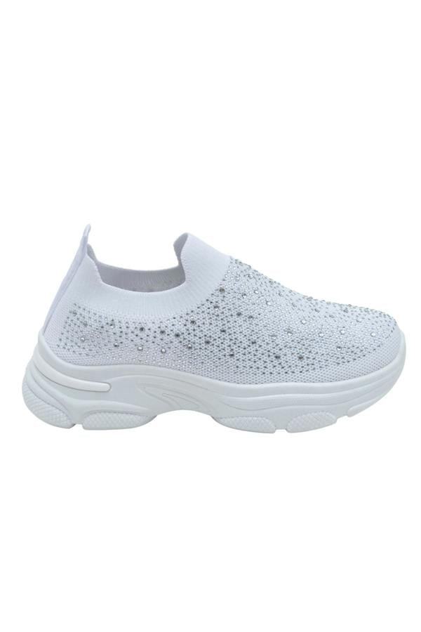 Crystal Comfort Sporty Sock Stretch Trainers White, focused on sock trainer style for comfort