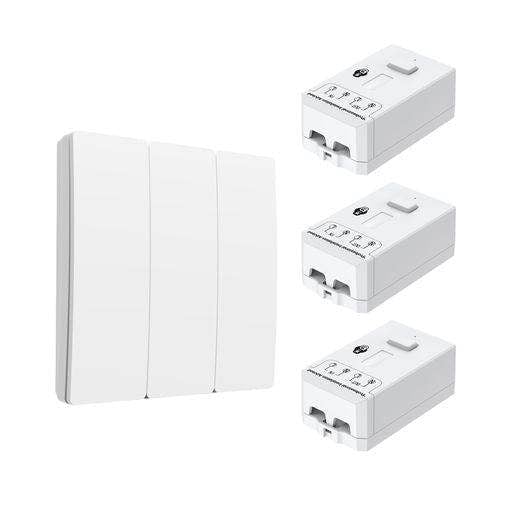 ENER-J 3 Gang Wireless Kinetic Switch, White+Non Dimmable + Wi-Fi 5A RF Receiver