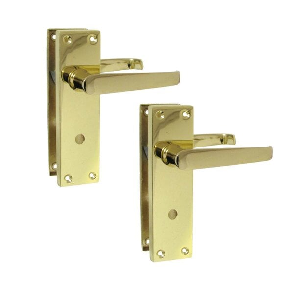 EDH Door Hardware Victorian Straight Brass Bathroom Door Handles – Interior Lock Handle