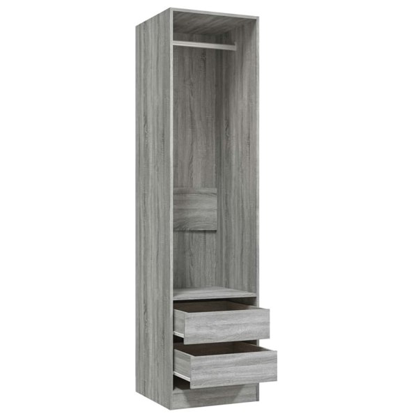 Berkfield Wardrobe with Drawers Grey Sonoma 50x50x200 cm Engineered Wood