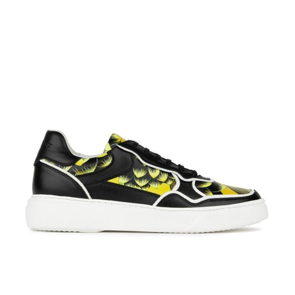 Embassy London Ecstatic - Yellow Flowers - Men's Leather low top white sole Italian leather trainer
