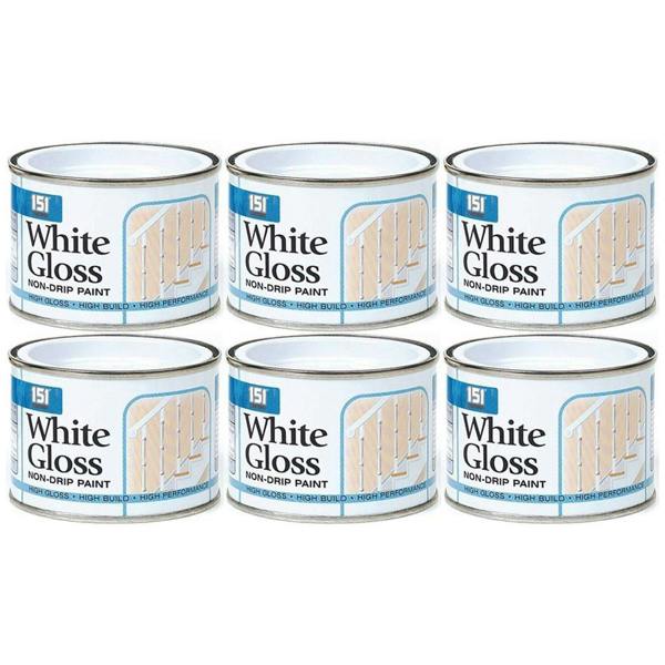 151 6X Non-Drip White Gloss Paint Tin 180ml