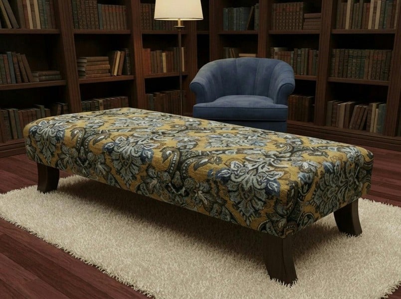 ISTOOLS Premium Mustard Floral Footstool Ottoman – Stylish & Multi-Purpose Seating Solution - 50 x 36 inches (127 x 91cm)