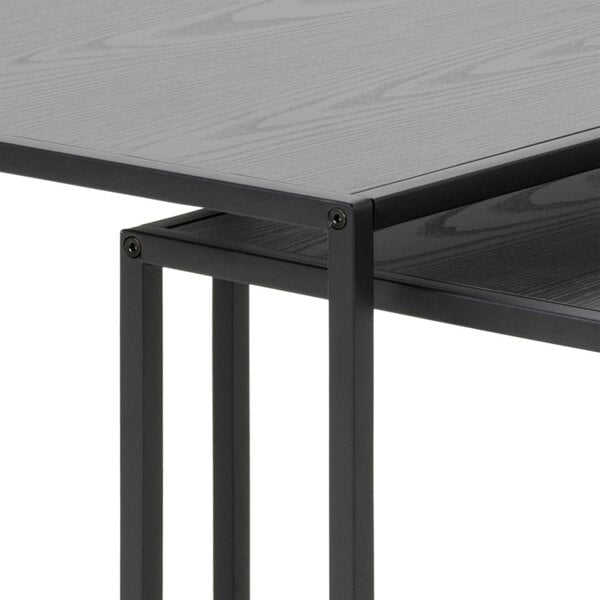 Wyld Haus Set of 2 El Paso Black Metal and Veneer Nesting Tables