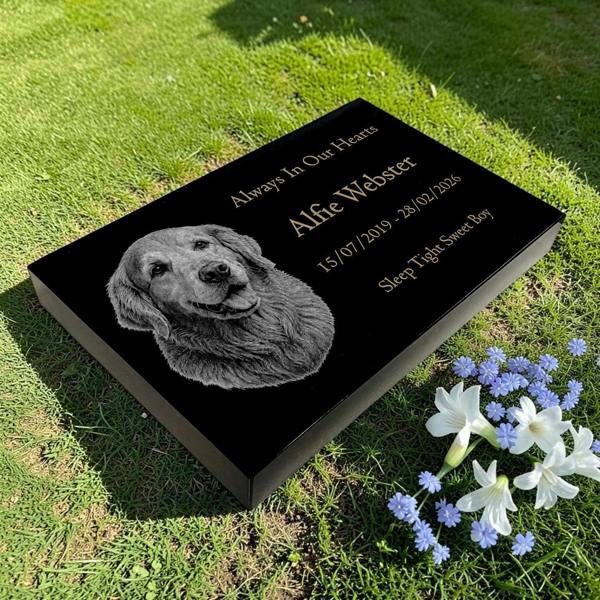 Memorials Direct Dog Memorial Granite Photo Tablet