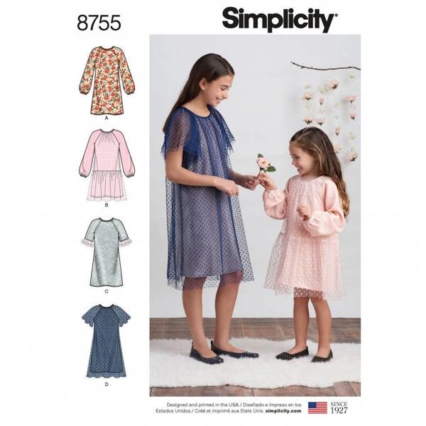 Simplicity Sewing Pattern 8755, Dresses for Kids, Teenagers, HH (3-4-5-6) - Easy