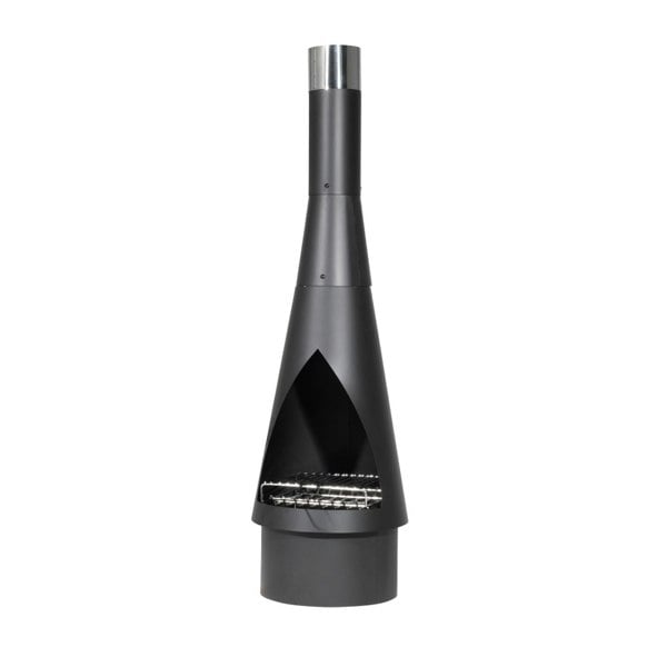 45x150cm BLACK STEEL Round Chininea Wood Burner - Fire Pit Garden Heater Outdoor - LoopsDirect