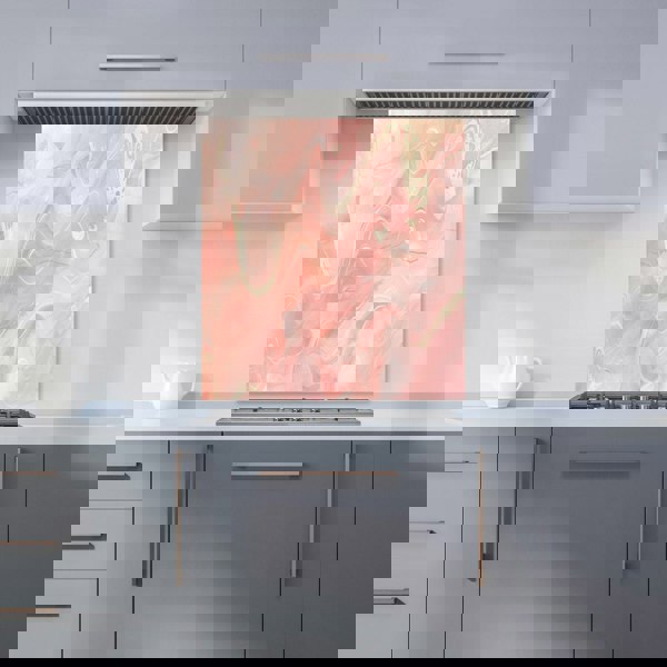 Warren Reed - Designer Salmon Pink Hearts Marble Effect Kitchen Splashback