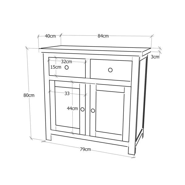 Cabinet Bits Lugo Waxed 2 Drawer 2 Door Sideboard Brass Knob