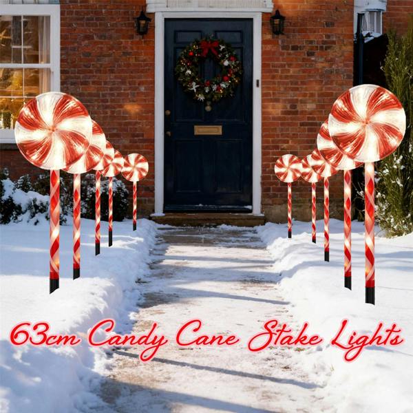 63cm Outdoor Red Lollipop Candy Cane Lights, Pack of 2 Sets with 8 Canes, 8 Modes image 4