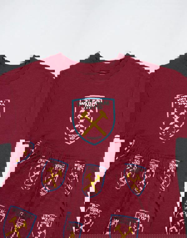 West Ham United Boys Red Logo Short Sleeve Long Leg Pyjama Set