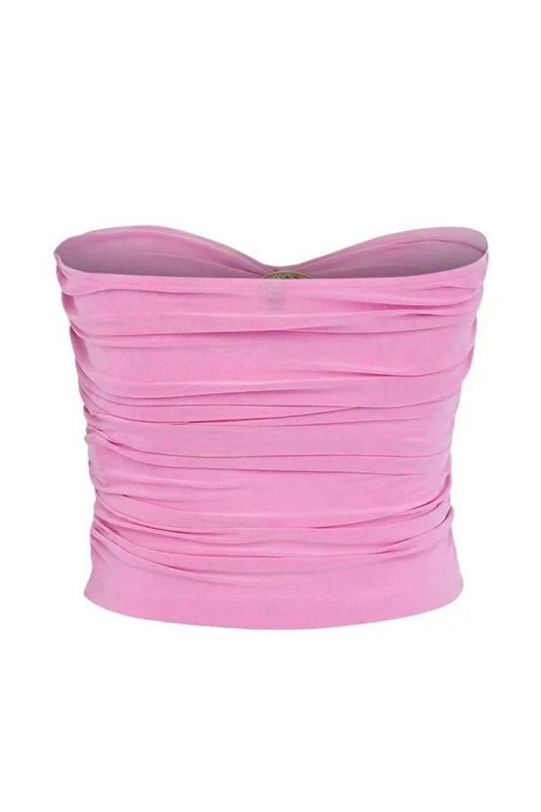 WOVCOR Strapless Knitted Elegant Blouse with Accessory Details