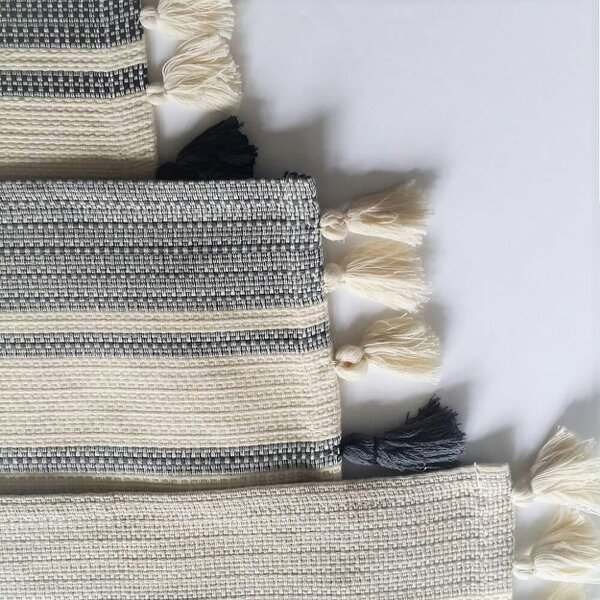Cotton and Olive Concept Cotton Mat with Tassels, Smoke | SECONDS