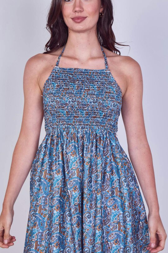 Boho Paisley Halterneck Maxi Dress