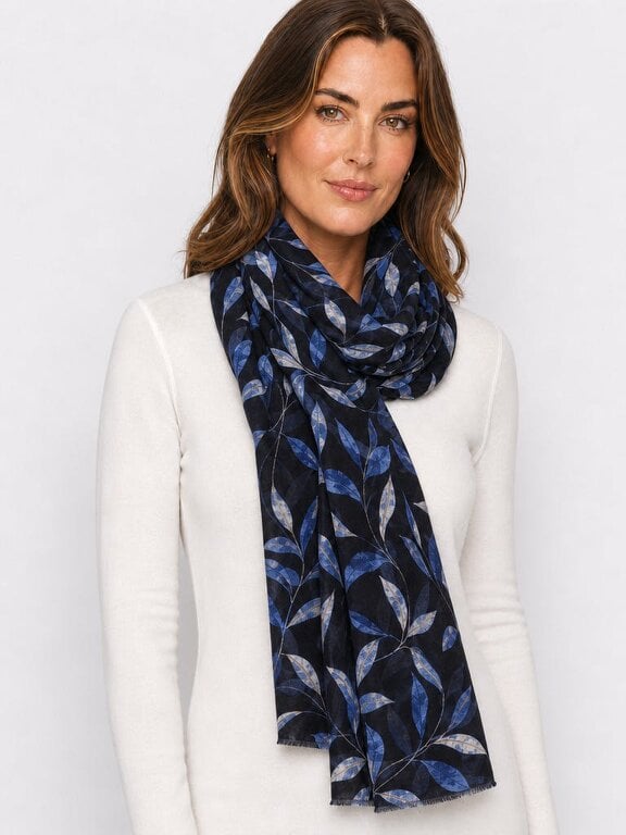 PennyPlain All Over Print Scarf - Navy