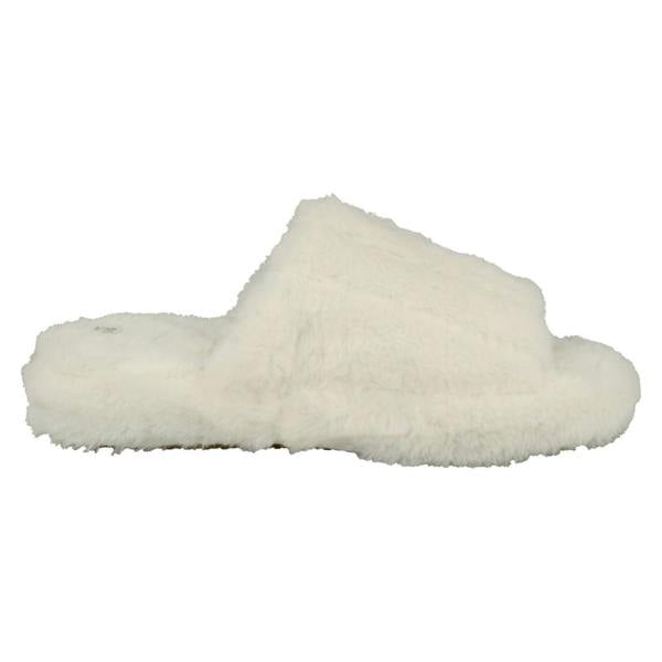Spot On Ladies Spot On Faux Fur Stripe Detailed Sliders X2119